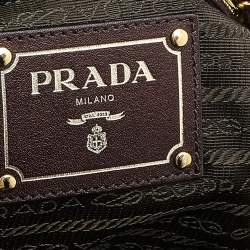 Pre Owned Prada Brown Leather Drawstring Shopper Tote