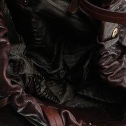 Pre Owned Prada Brown Leather Drawstring Shopper Tote
