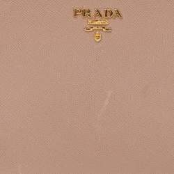 Prada Cream Saffiano Leather Zip Around Wallet
