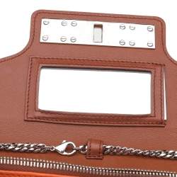 Pre Owned Prada Burgundy Leather And Nylon Buckle Flap Shoulder Bag