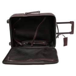 Pre Owned Prada Burgundy Saffiano Leather Travel Trolley Rolling Luggage