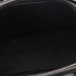 Pre Owned Prada Black Leather Stitch Double Zip Tote