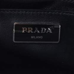 Pre Owned Prada Black Leather Stitch Double Zip Tote
