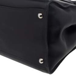 Pre Owned Prada Black Leather Stitch Double Zip Tote