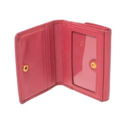 Pre Owned Prada Pink Saffiano Metal Leather Card Holder Wallet