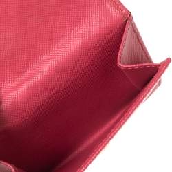 Pre Owned Prada Pink Saffiano Metal Leather Card Holder Wallet