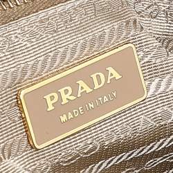 Pre Owned Prada Beige/White Perforated Leather Bauletto Satchel