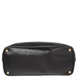 Pre Owned Prada Black Saffiano Leather Executive Double Zip Tote