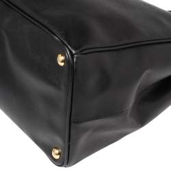 Pre Owned Prada Black Saffiano Leather Executive Double Zip Tote