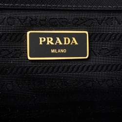 Pre Owned Prada Black Saffiano Leather Executive Double Zip Tote