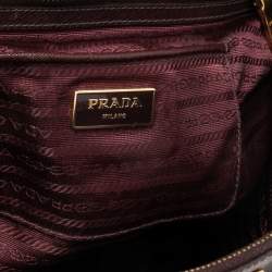 Pre Owned Prada Burgundy Saffiano Leather Executive Double Zip Tote