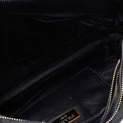 Pre Owned Prada Black Nylon And Leather Gaufre Tote