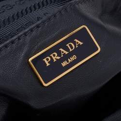 Pre Owned Prada Black Nylon And Leather Gaufre Tote