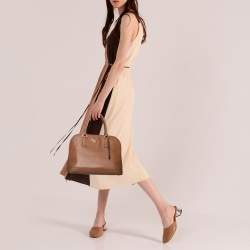 Pre Owned Prada Brown Saffiano Lux Leather Open Promenade Satchel