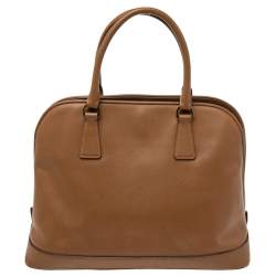 Pre Owned Prada Brown Saffiano Lux Leather Open Promenade Satchel