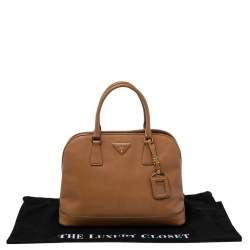 Pre Owned Prada Brown Saffiano Lux Leather Open Promenade Satchel