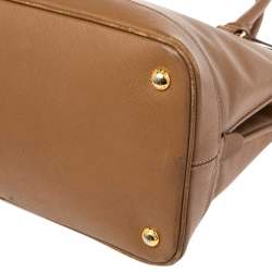 Pre Owned Prada Brown Saffiano Lux Leather Open Promenade Satchel