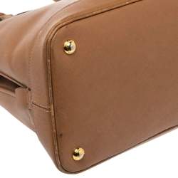 Pre Owned Prada Brown Saffiano Lux Leather Open Promenade Satchel