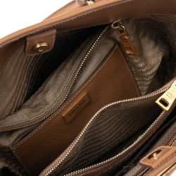 Pre Owned Prada Brown Saffiano Lux Leather Open Promenade Satchel