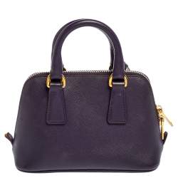 Pre Owned Prada Purple Saffiano Leather Mini Promenade Crossbody Bag