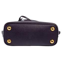 Pre Owned Prada Purple Saffiano Leather Mini Promenade Crossbody Bag