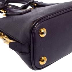 Pre Owned Prada Purple Saffiano Leather Mini Promenade Crossbody Bag