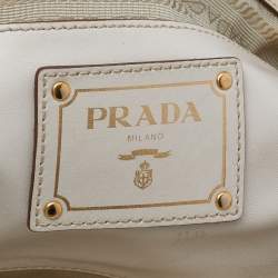 Prada Off White Leather Phenix Front Pocket Tote