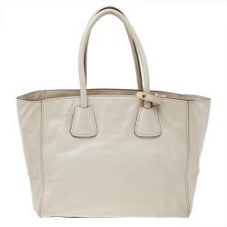 Prada Off White Leather Phenix Front Pocket Tote