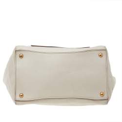 Prada Off White Leather Phenix Front Pocket Tote