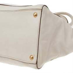 Prada Off White Leather Phenix Front Pocket Tote