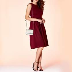 Pre Owned Prada Silver Saffiano Leather Mini Crossbody Bag