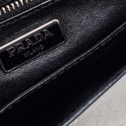 Pre Owned Prada Silver Saffiano Leather Mini Crossbody Bag