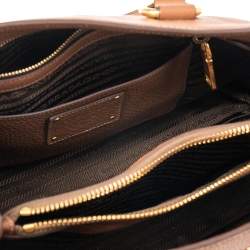 Pre Owned Prada Brown Vitello Daino Leather Tote