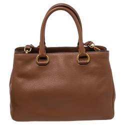 Pre Owned Prada Brown Vitello Daino Leather Tote