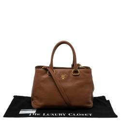Pre Owned Prada Brown Vitello Daino Leather Tote