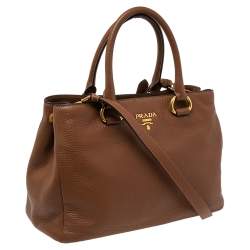 Pre Owned Prada Brown Vitello Daino Leather Tote