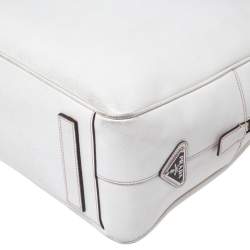 Prada Off-White Saffiano Leather Bauletto Bag