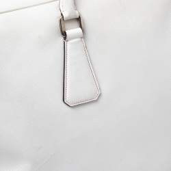 Prada Off-White Saffiano Leather Bauletto Bag
