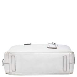 Prada Off-White Saffiano Leather Bauletto Bag