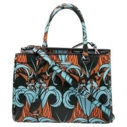 Pre Owned Prada Multicolor Saffiano Stampa Leather Small Double Zip Tote