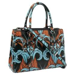 Pre Owned Prada Multicolor Saffiano Stampa Leather Small Double Zip Tote