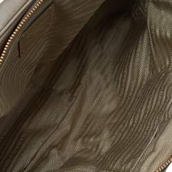 Pre Owned Prada Beige Leather Shine Top Zip Satchel