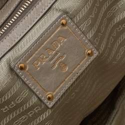 Pre Owned Prada Beige Leather Shine Top Zip Satchel
