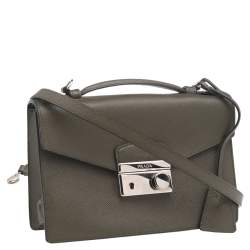 Pre Owned Prada Green Saffiano Lux Leather Crossbody Bag