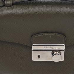Pre Owned Prada Green Saffiano Lux Leather Crossbody Bag