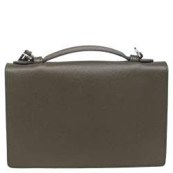 Pre Owned Prada Green Saffiano Lux Leather Crossbody Bag