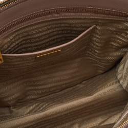 Pre Owned Prada Beige Saffiano Lux Leather Medium Double Zip Tote