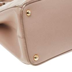Pre Owned Prada Beige Saffiano Lux Leather Medium Double Zip Tote