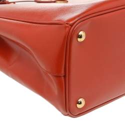 Pre Owned Prada Orange Saffiano Lux Leather Large Galleria Tote