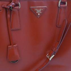 Pre Owned Prada Orange Saffiano Lux Leather Large Galleria Tote